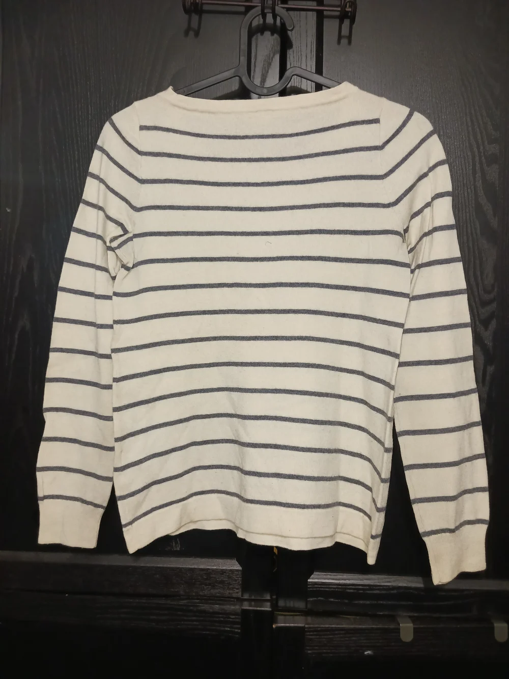 J. Crew Cream and Navy Striped Boatneck Top